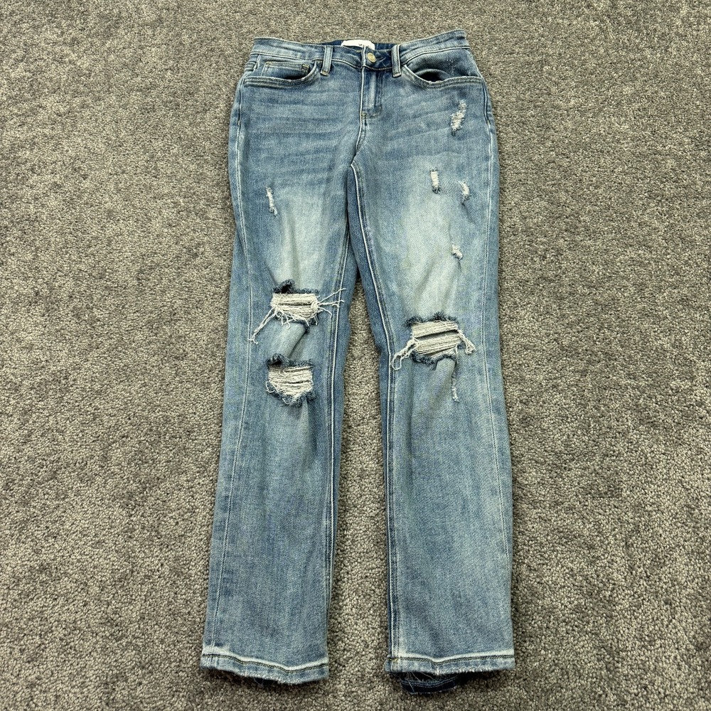 Vervet Jeans Womens 25 Blue Boyfriend Distressed Stretch Denim Preppy Casual
